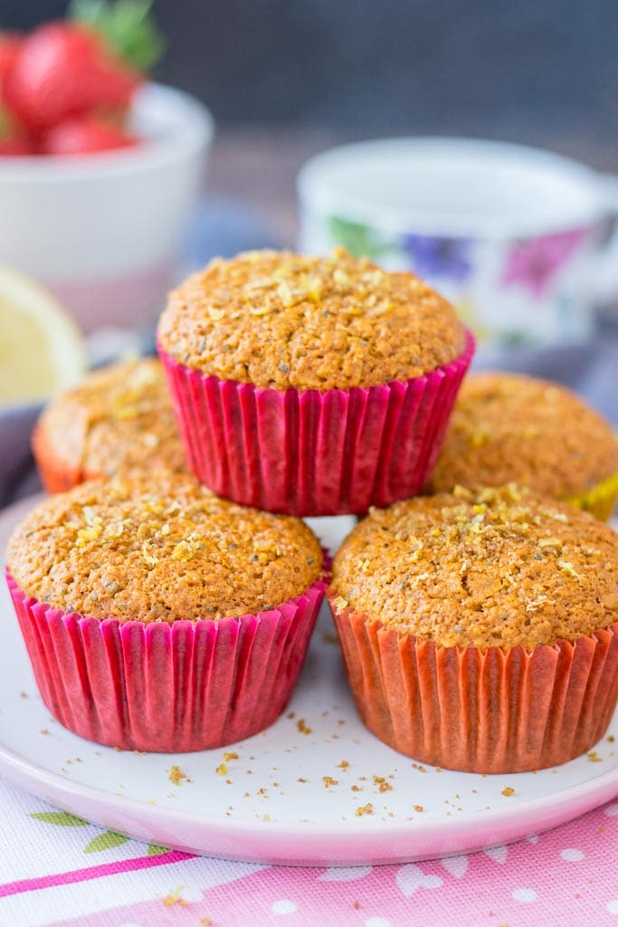 Healthy Lemon Muffins with oats and chia seeds