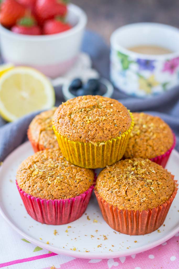 Healthy Lemon Muffins with oats and chia seeds