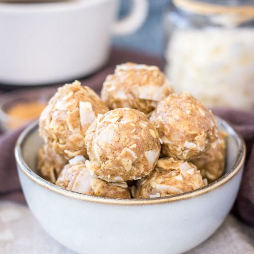 Healthy Peanut Butter Coconut Balls with oats