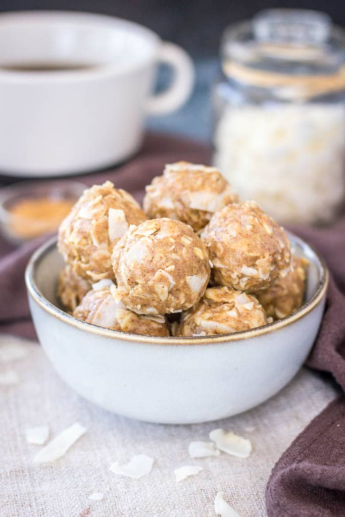 Healthy Peanut Butter Coconut Balls with oats