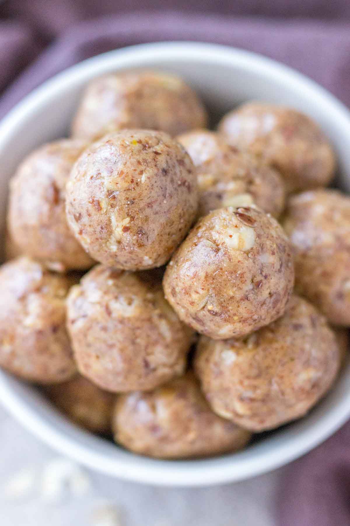 Peanut Butter Protein Balls served in a bowl