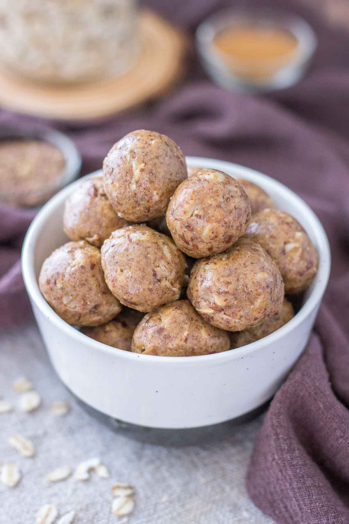 Peanut Butter Protein Balls served in a bowl