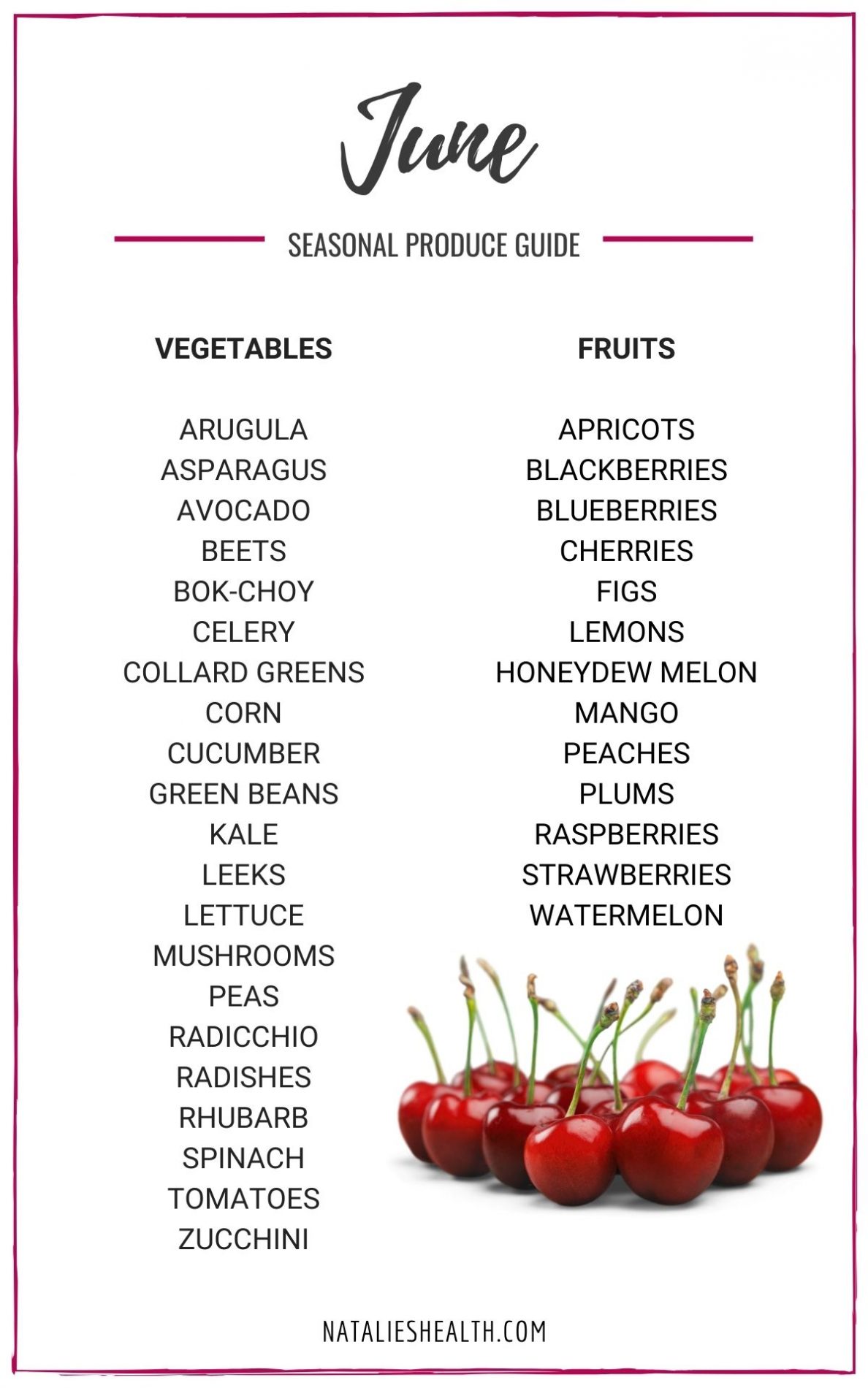 Printable Seasonal Produce Guide What’s in Season June