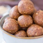 Healthy Almond Butter Energy Balls made with almonds and almond butter, served in a bowl