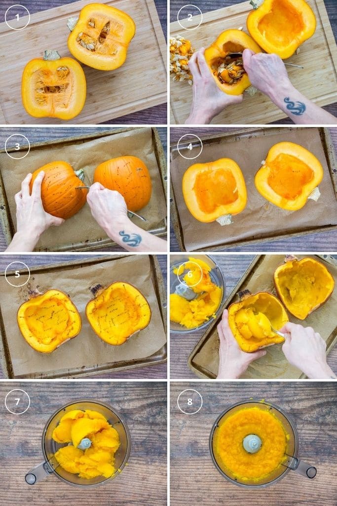 Homemade Pumpkin Puree step by step instructions