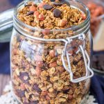 Homemade Granola stored in a glass jar