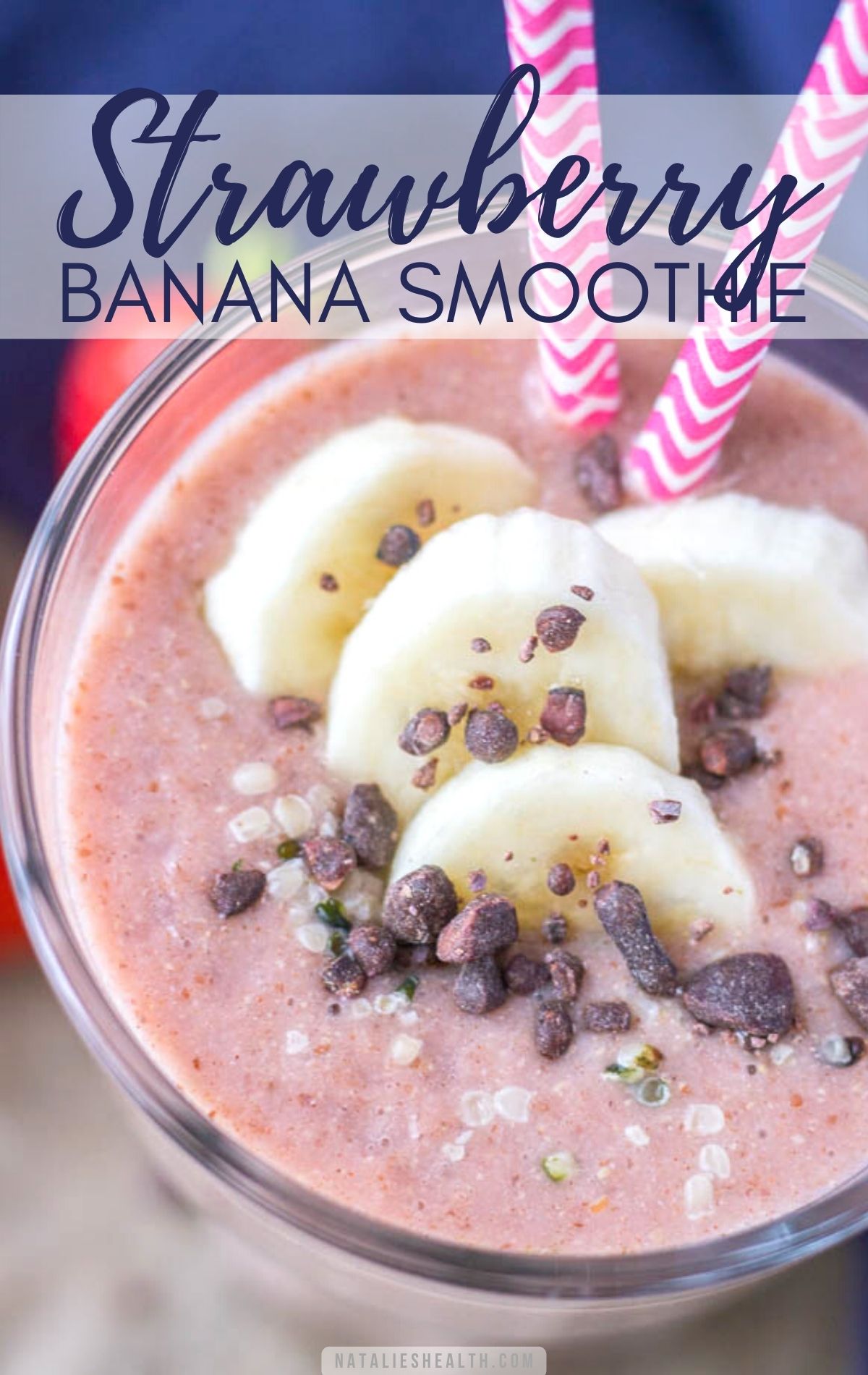 Strawberry Banana Smoothie PIN image