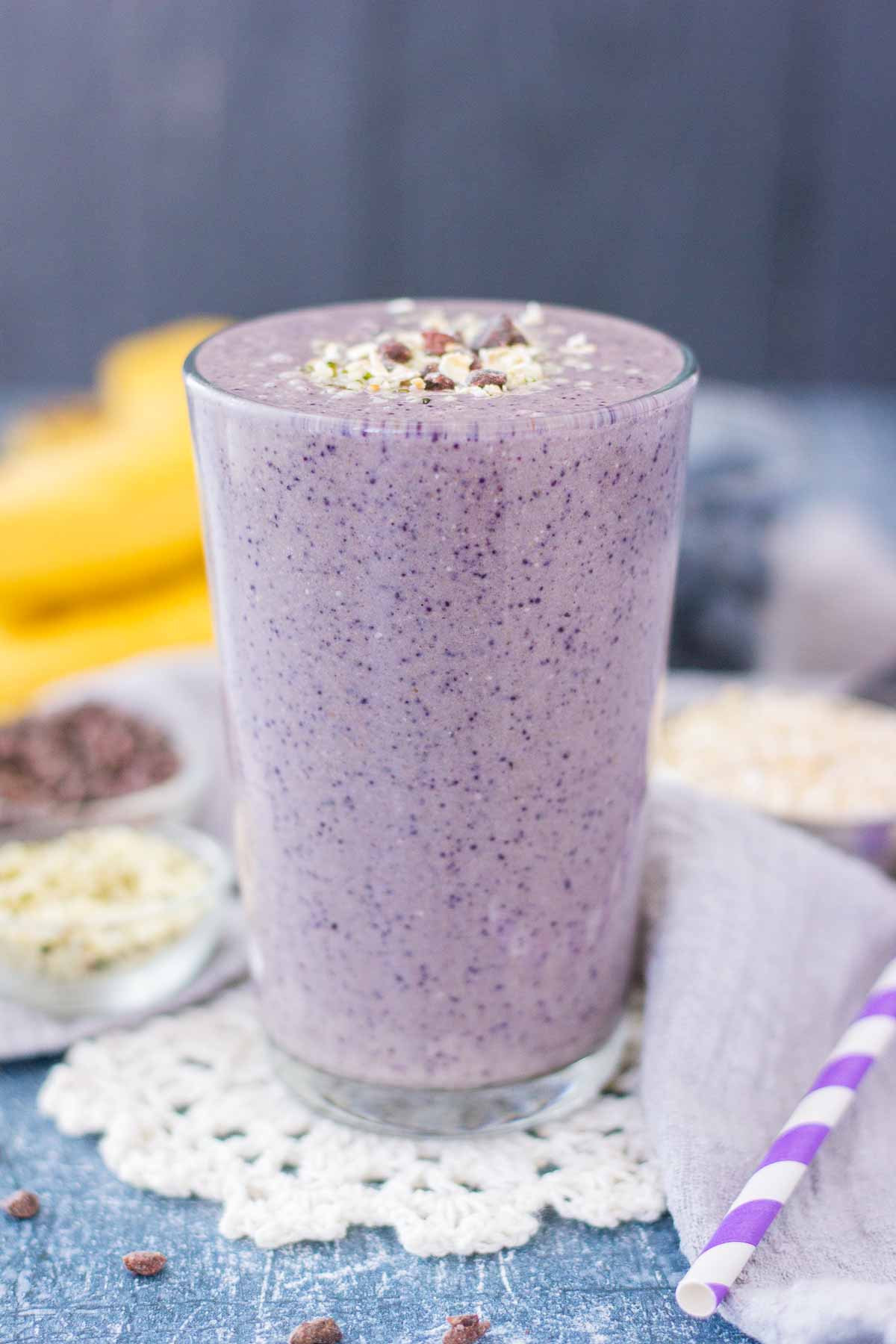 Blueberry Banana Smoothie with fresh fruits and oats