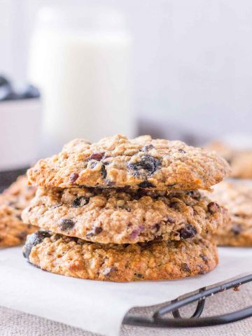 Blueberry Oatmeal Cookies stacked