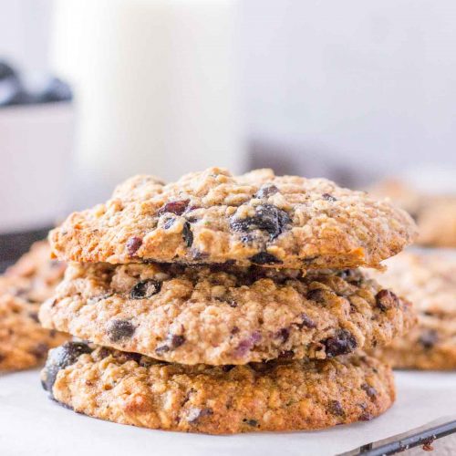 Blueberry Oatmeal Cookies stacked