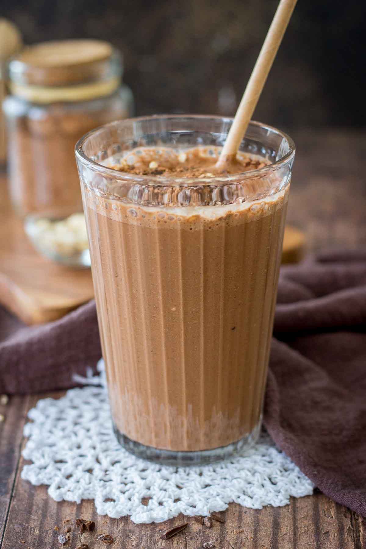 Coffee Smoothie served in a smoothie glass with a straw