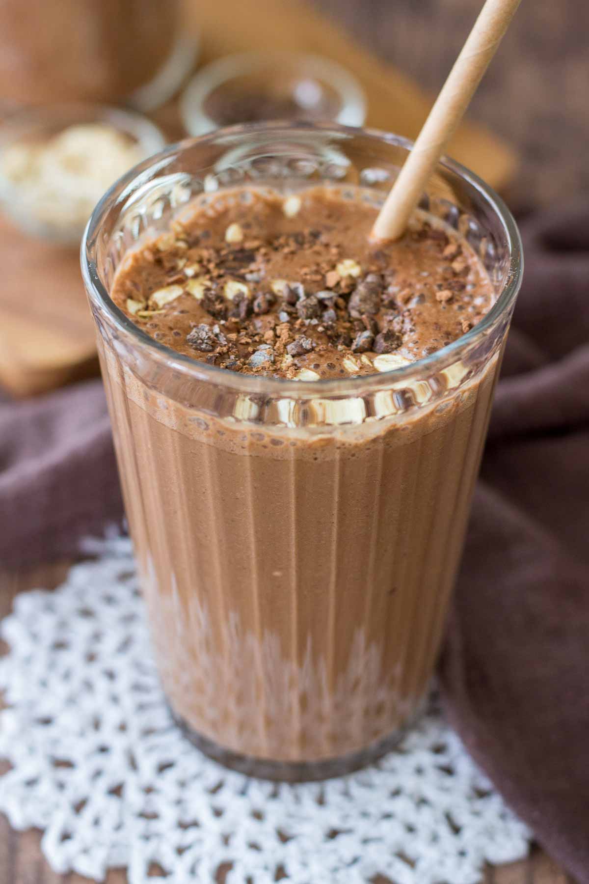 Coffee Smoothie served in a smoothie glass with a straw