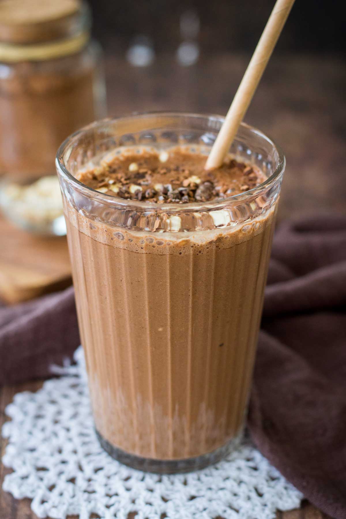 Coffee Smoothie served in a smoothie glass with a straw