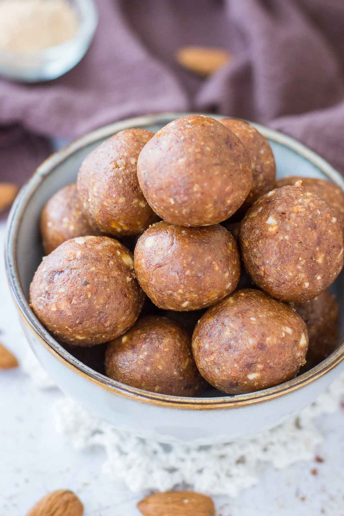 Almond Butter Energy Balls served in a bowl