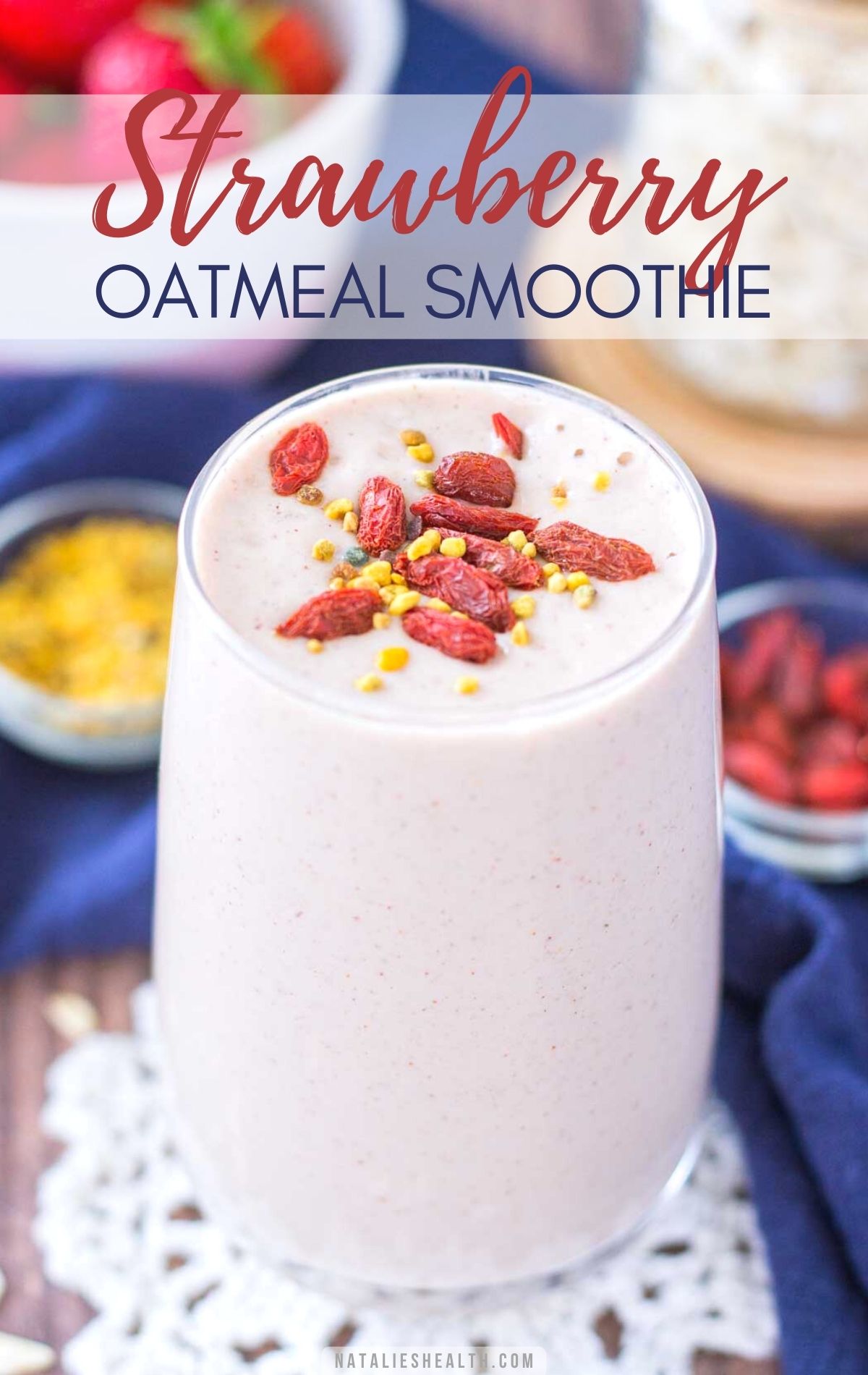 Strawberry Oatmeal Smoothie PIN image