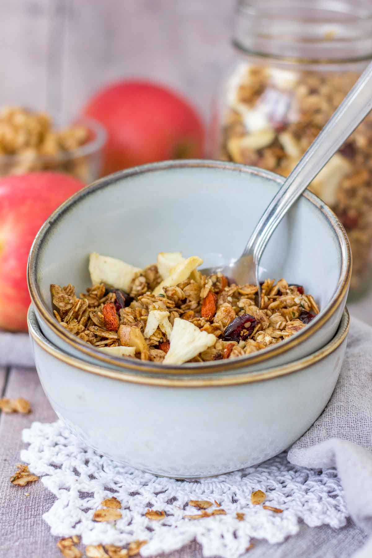 Apple Cinnamon Granola served in a bowl