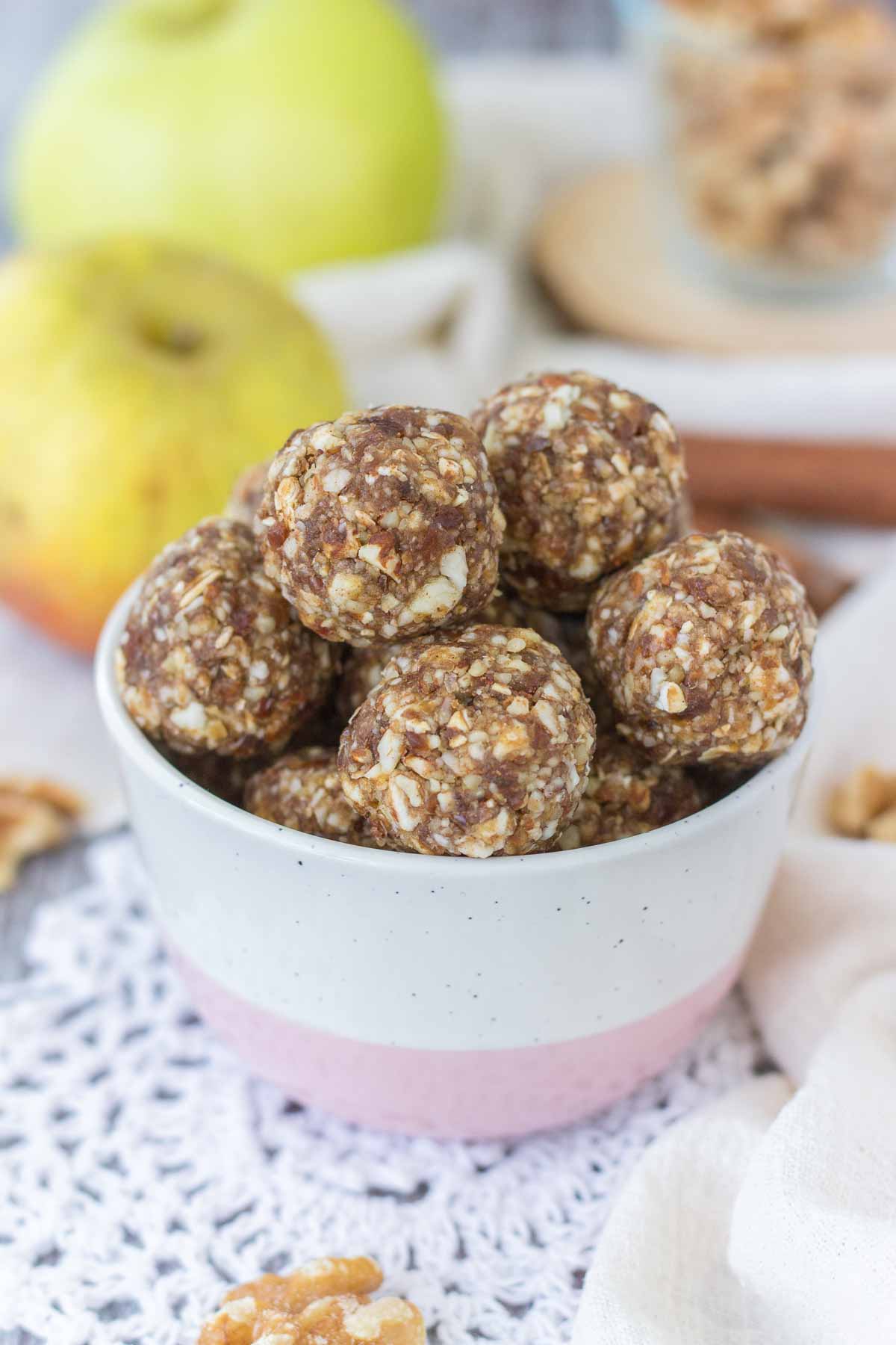 Apple Pie Energy Bites served in a bowl