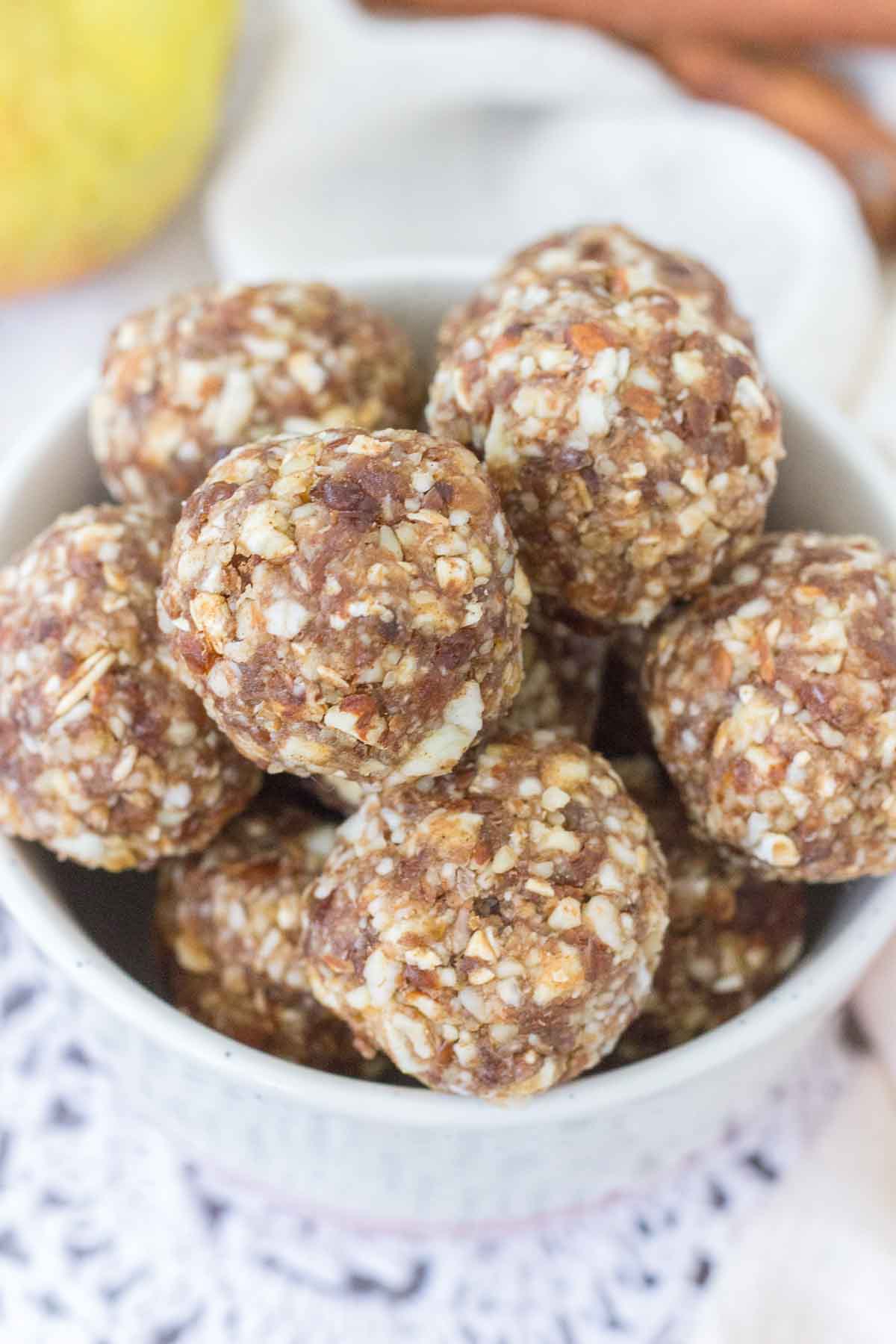 Apple Pie Energy Bites served in a bowl