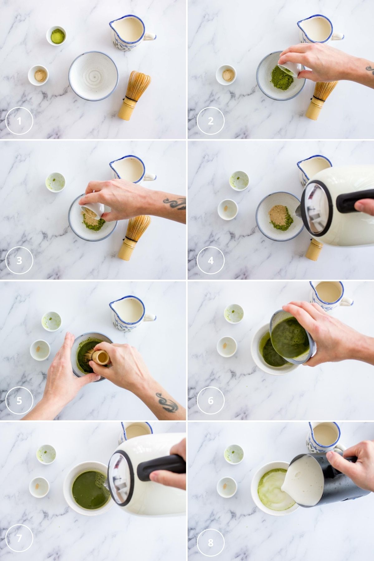 Matcha Maca Latte process shots