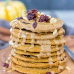 Pumpkin Pancakes on a wooden plate
