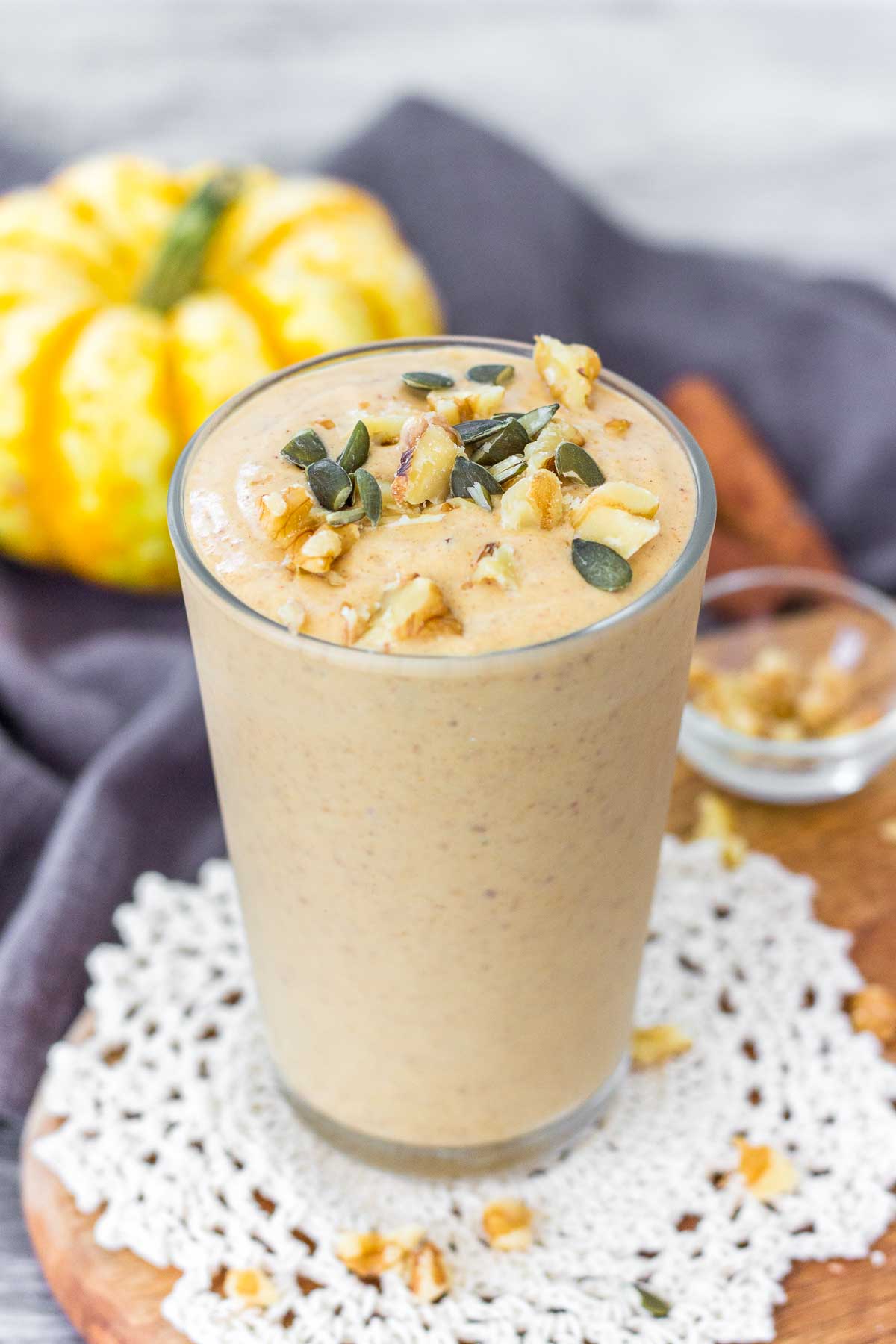 Healthy Pumpkin Smoothie served in a glass