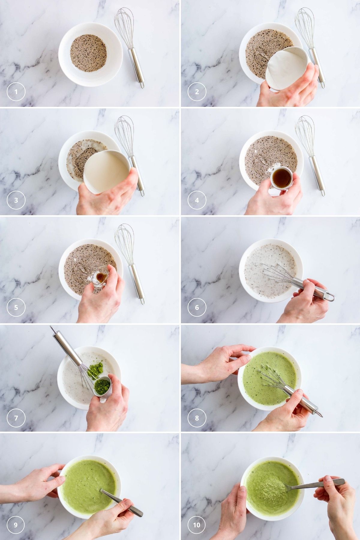 How to make Matcha Chia Pudding process shots