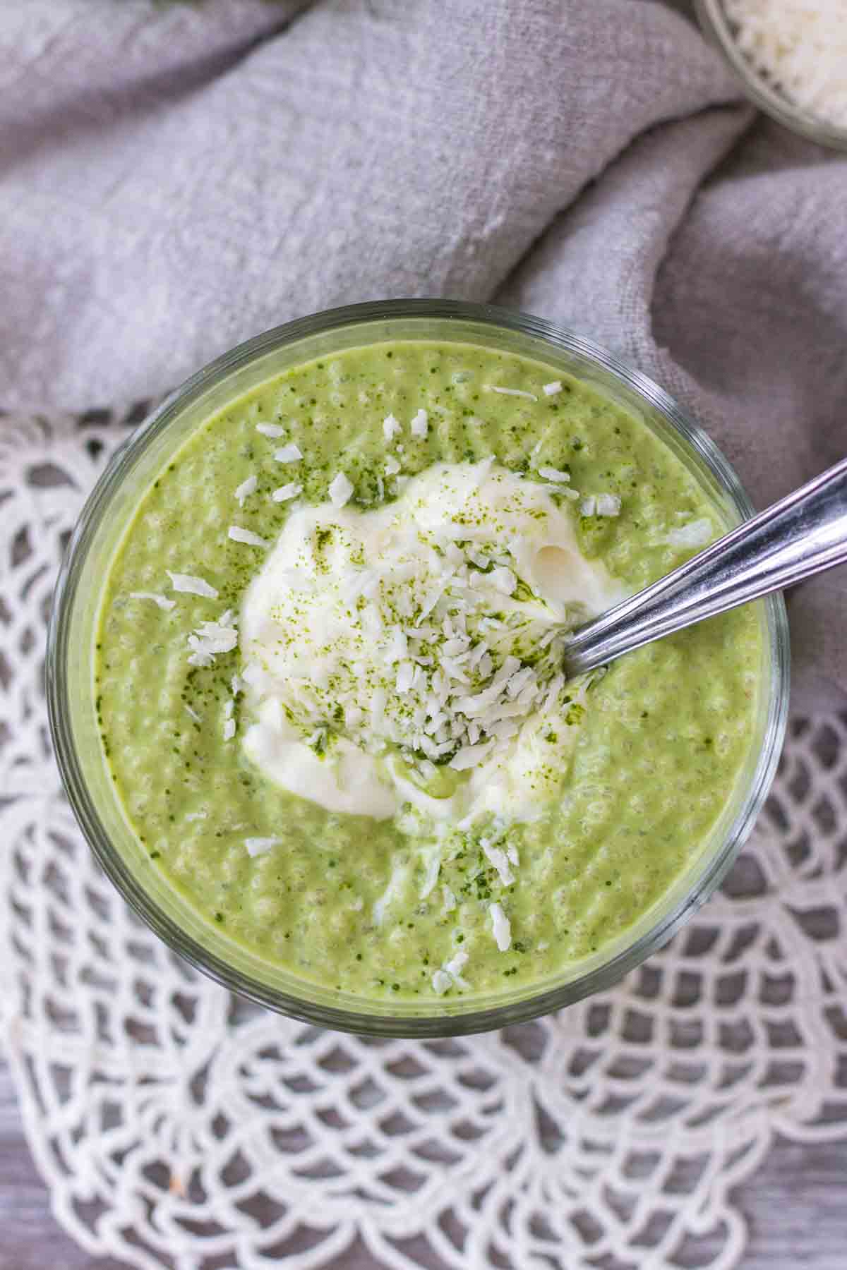 Matcha green tea chia pudding