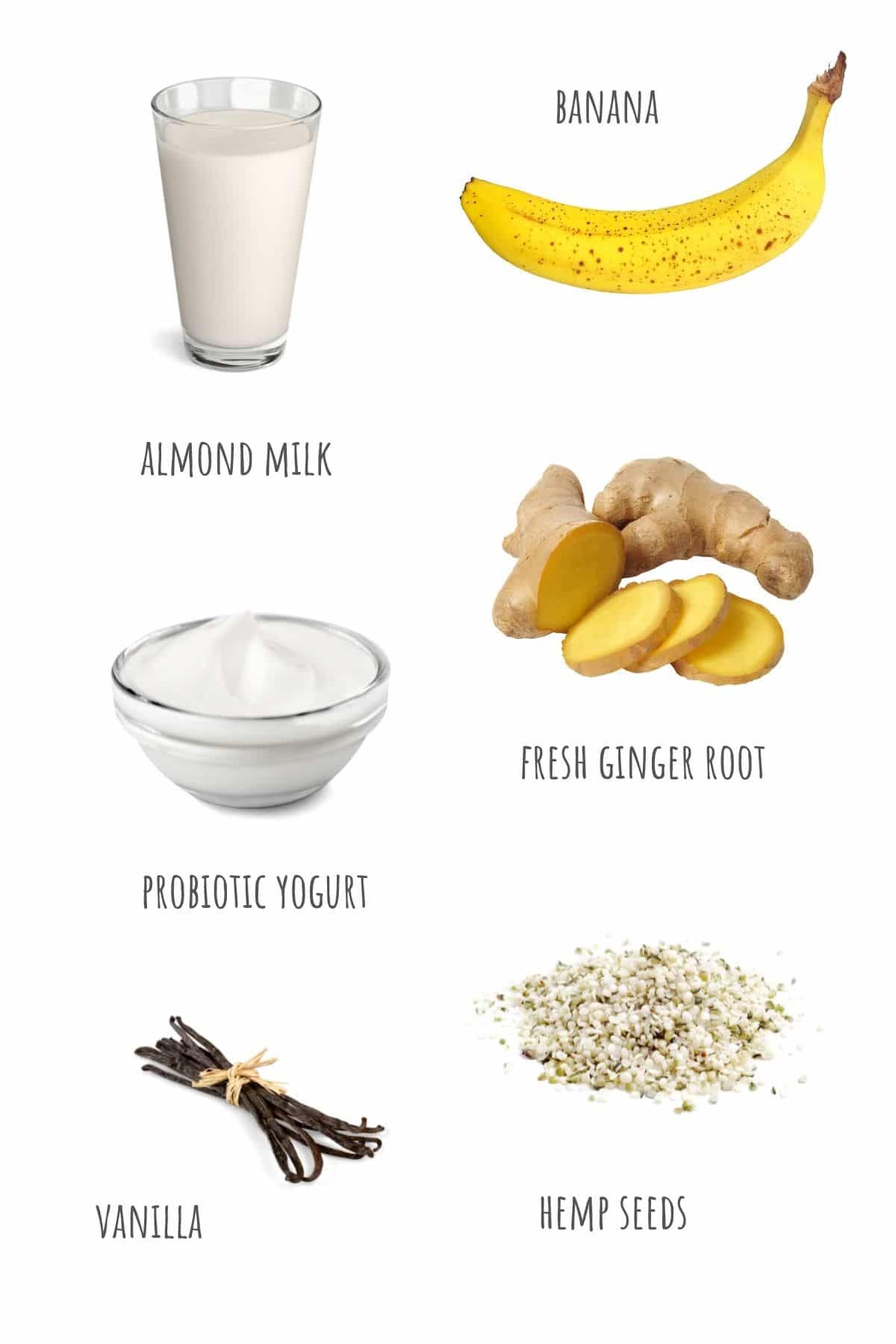 Ginger Banana Smoothie ingredients