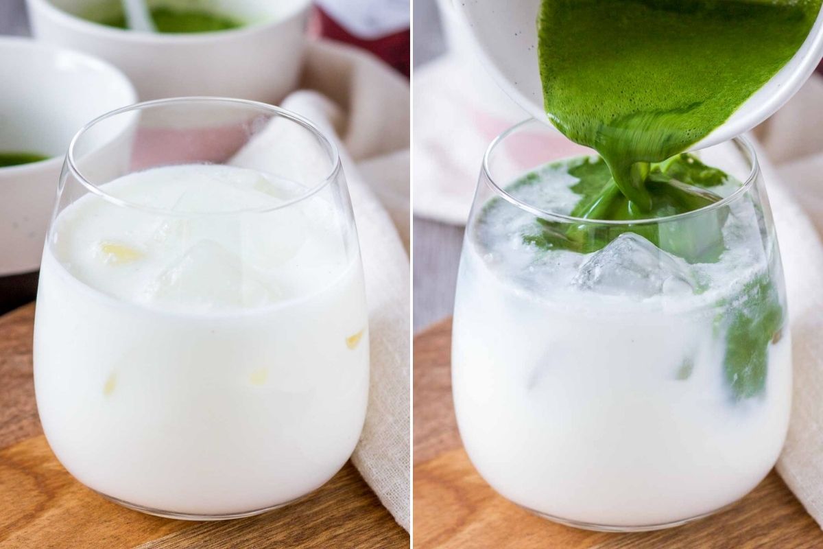 Making Iced Coconut Matcha Latte