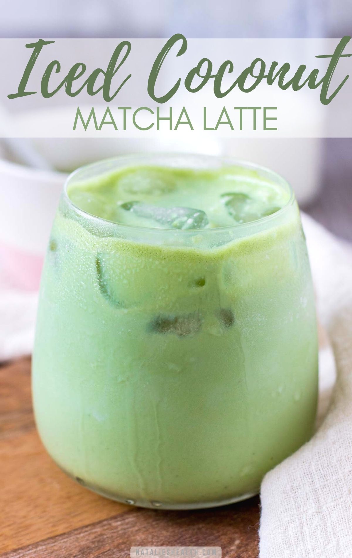 Iced Coconut Matcha Latte PIN image