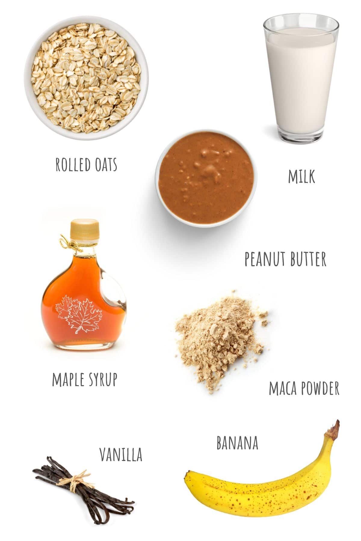 Peanut Butter Maca Overnight Oats ingredients